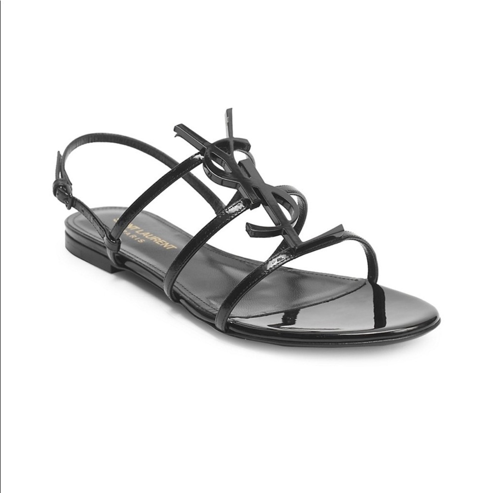 YSL Cassandra patent leather sandals